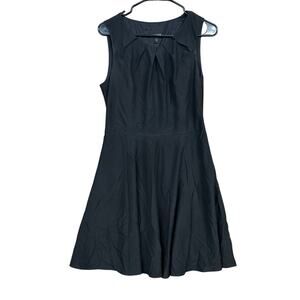 Express Womens Dress Blue Black Midi Sleeveless Fit Flare Lined Side Zip 8